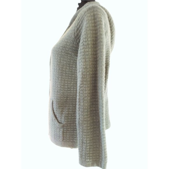 SKYR Women's Light Green Waffle Knit Full Zip Sweater Jacket Hoodie Size Medium - Picture 3 of 9